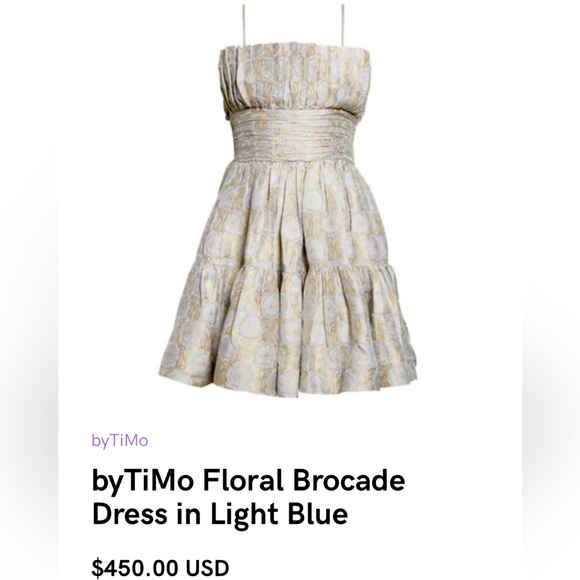 BiTimo Floral Brocade minidress light blue SzS $450MSRP NWT